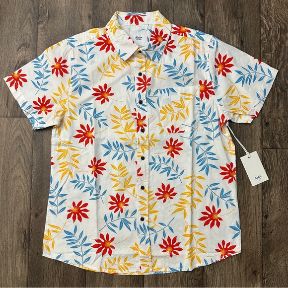 Katin Carton Rayon Blend Short Sleeves Shirt Men’s Size M Floral Multicolour